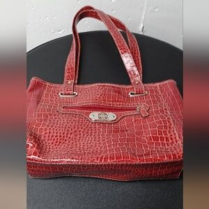 Rosetti Elegant Red Crocodile-Embossed Tote Bag